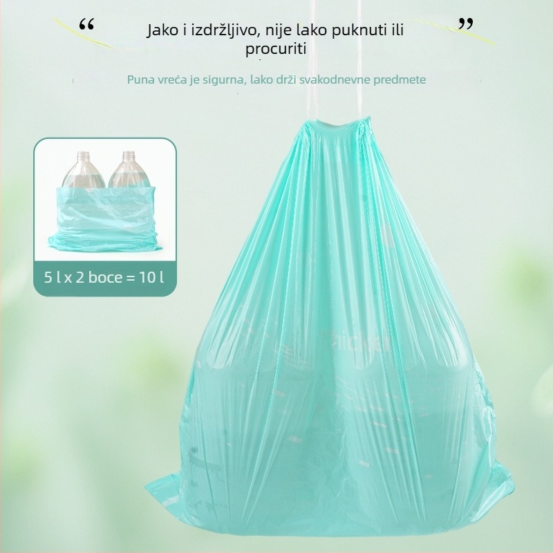 Velike crne vreće za kuhinjski otpad, debele, otporne na kidanje, s ručkama i zatvaranje šnurnom