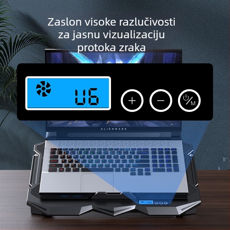 K22 hlađenje za notebook s 4 ventilatora, tiho hlađenje za igranje, dimenzije 385×280×28 mm