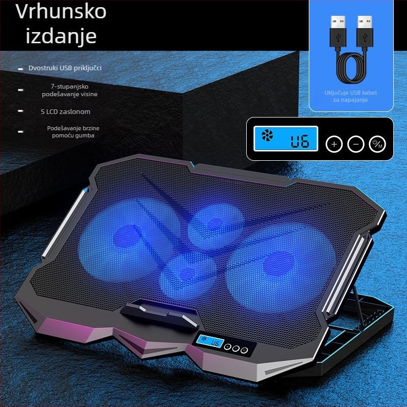 K22 hlađenje za notebook s 4 ventilatora, tiho hlađenje za igranje, dimenzije 385×280×28 mm