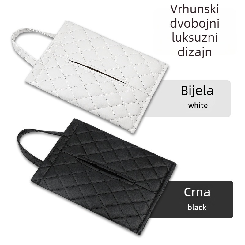 Kožna kutija za maramice za automobil – viseća, minimalistički dizajn interijera vozila, verzija boginje, dimenzije 26,5 × 19 × 1 cm