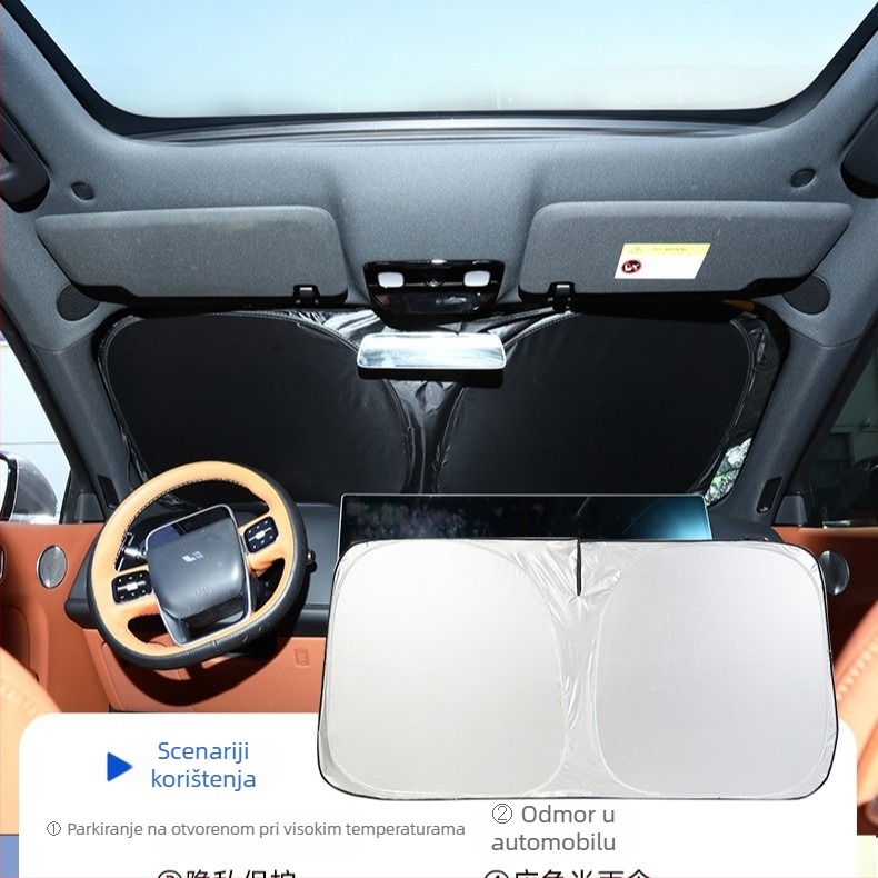 Titansko-srebrno autosjenilo za prednje staklo i bočne prozore – zaštita od sunca i topline