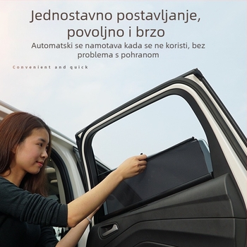 Teleskopaska sjenila za auto s automatskim podizanjem, mrežasti materijal, zaštita od svjetla i prašine te komaraca