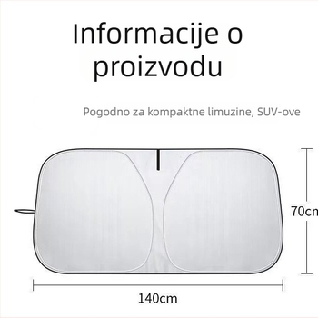 Automobilsko sjenilo za ljeto, dvostruki sloj, titan-srebrne boje, toplinska izolacija i blokiranje svjetla