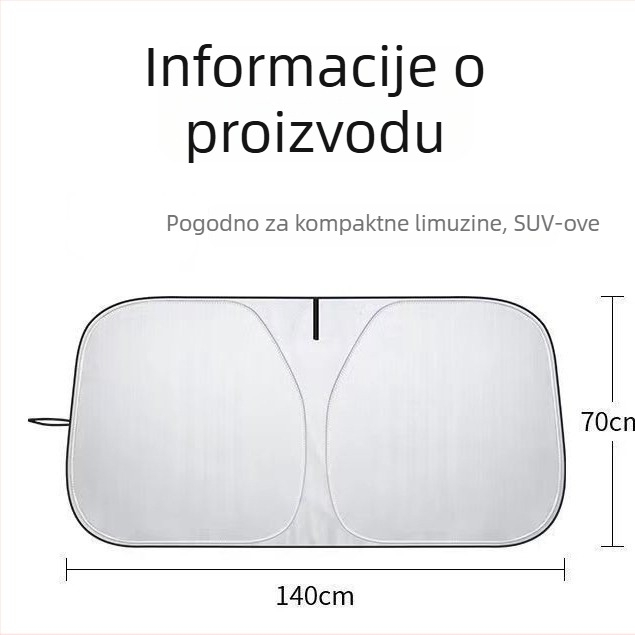 Automobilsko sjenilo za ljeto, dvostruki sloj, titan-srebrne boje, toplinska izolacija i blokiranje svjetla