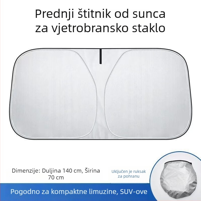 Automobilsko sjenilo za ljeto, dvostruki sloj, titan-srebrne boje, toplinska izolacija i blokiranje svjetla