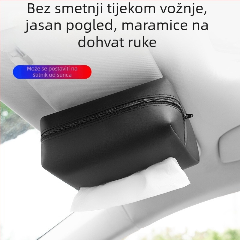 Kutija za maramice za automobil s remenom za pričvršćivanje, fiksirana na vizir ili naslon za ruku – kreativna kutija za maramice