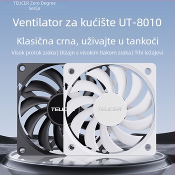 TEUCER UT-8010 tiši CPU ventilator za hlađenje, 80x80x10 mm, upravljanje temperaturom