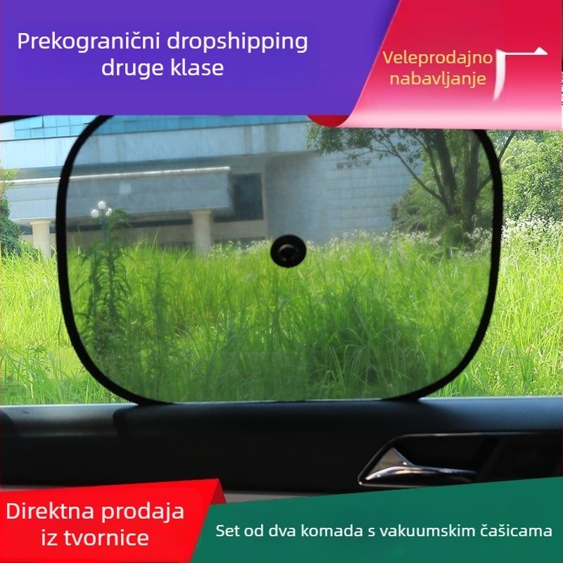 Najlonska mreža za bočne prozore automobila, crna, s usisnom čašom