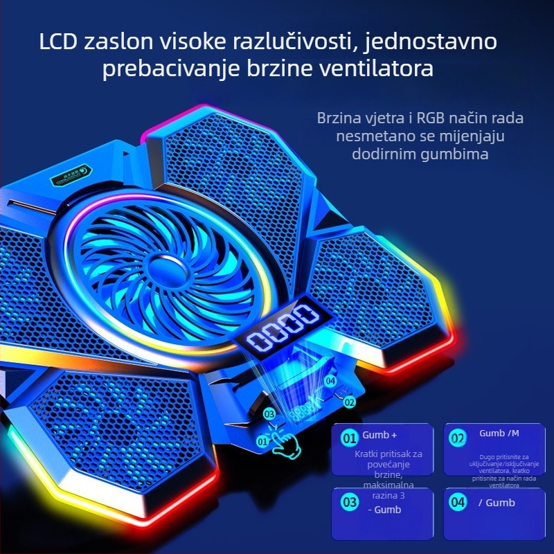 F13 višestruki hladnjak za prijenosna računala s RGB, tiha baza