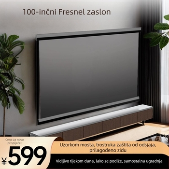 Fresnelovo antirefleksijsko projekcijsko platno, 100 inča, HD, zidno za kućno kino, kompatibilno s Nut projektorom