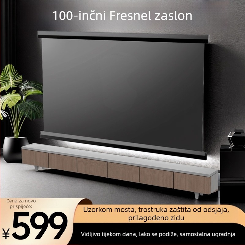 Fresnelovo antirefleksijsko projekcijsko platno, 100 inča, HD, zidno za kućno kino, kompatibilno s Nut projektorom