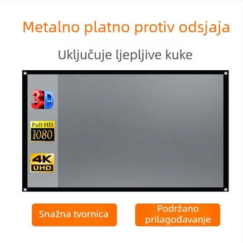 84-inčni metalni zaslon za projekciju s anti‑sjajem, perforiran crni rub, prenosni za vanjsku upotrebu i kućnu HD projekciju