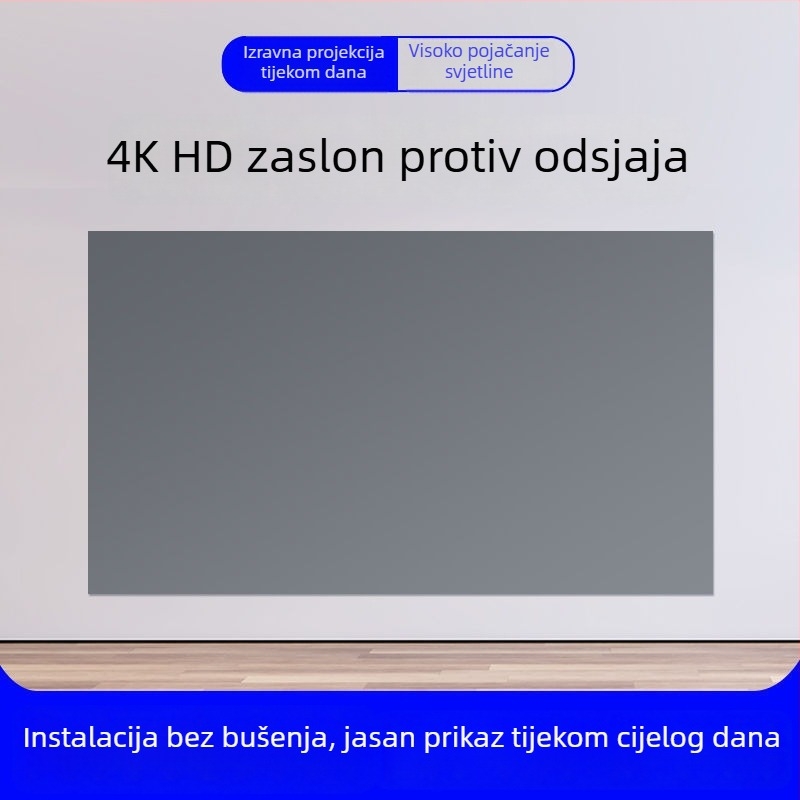 Jednostavno metalno antirefleksno platno za projektor, 100 inča, vanjsko, HD