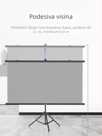 Xinjieke projekcijski zaslon s anti-refleksijom, za kućnu i uredsku upotrebu, prijenosni podni stalak, mogućnost postavljanja na zid bez bušenja, 60-100 inča