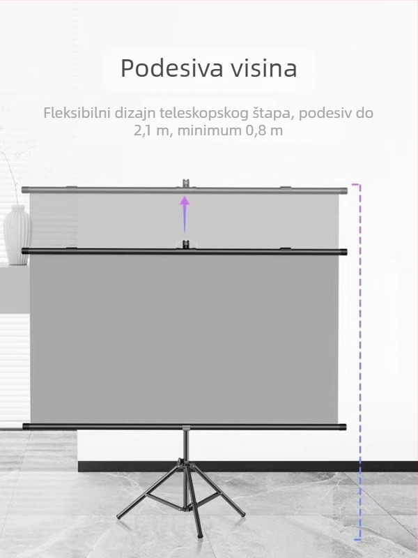 Xinjieke projekcijski zaslon s anti-refleksijom, za kućnu i uredsku upotrebu, prijenosni podni stalak, mogućnost postavljanja na zid bez bušenja, 60-100 inča