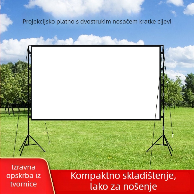 Vanjski projekcijski ekran sa stalkom, HD, 100–120 inča, za kućnu i kamping projekciju
