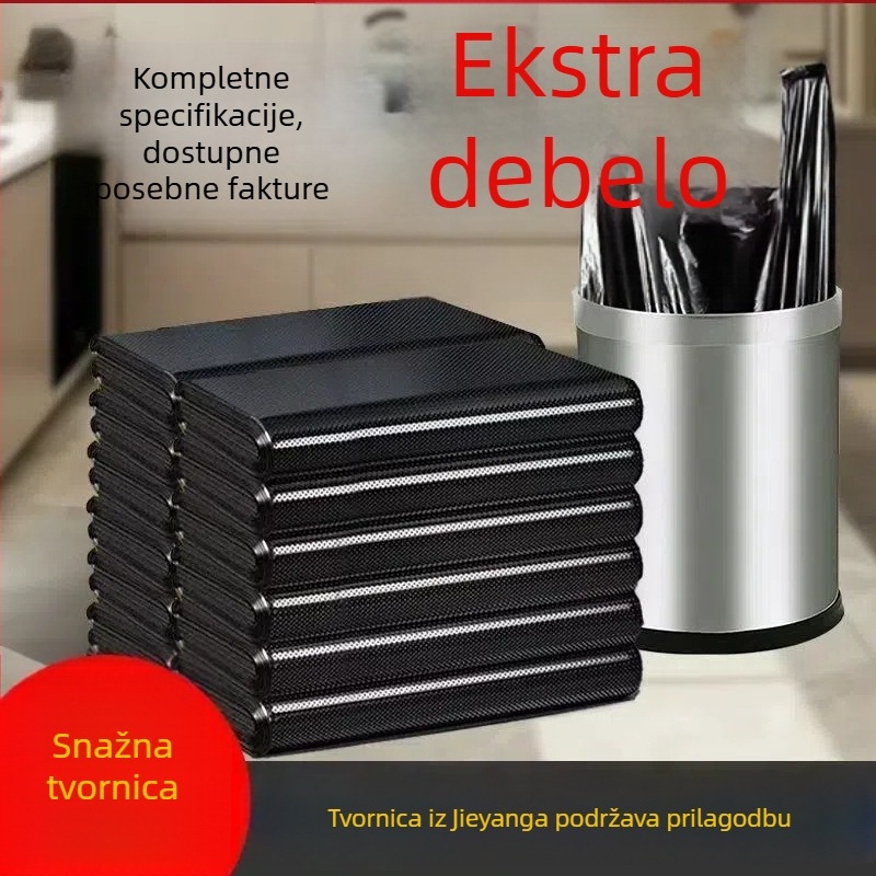 Crne vreće za smeće u prsljnom stilu, deblje, otporne na propuštanje, izdržljive, za domove i urede, jednokratne uporabe