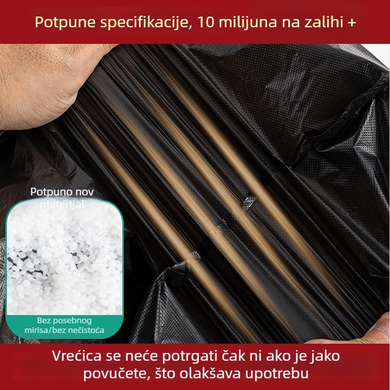 Crne vreće za smeće u prsljnom stilu, deblje, otporne na propuštanje, izdržljive, za domove i urede, jednokratne uporabe
