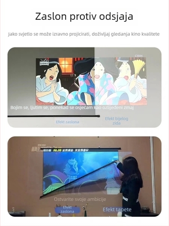 Xinjieke Zidni projekcijski zaslon s anti-refleksijom, kućna upotreba, HD, 60–120 inča, bez bušenja
