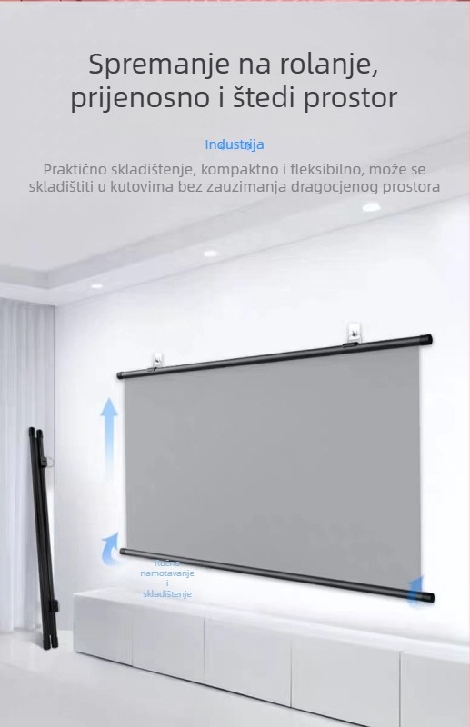 Xinjieke Zidni projekcijski zaslon s anti-refleksijom, kućna upotreba, HD, 60–120 inča, bez bušenja