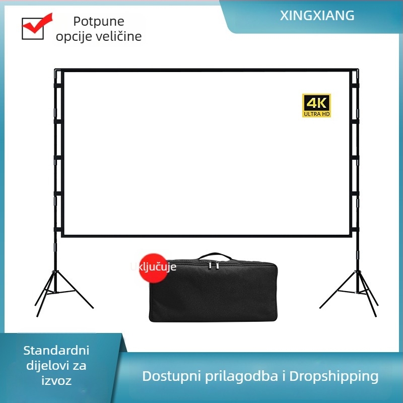 Prenosni zaslon za projekcije na kampiranju sa stativom, HD filmovima