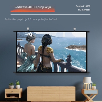 Prijenosni sklopivi zidni projekcijski zaslon, 100 inča, omjer 16:9, kućni kino