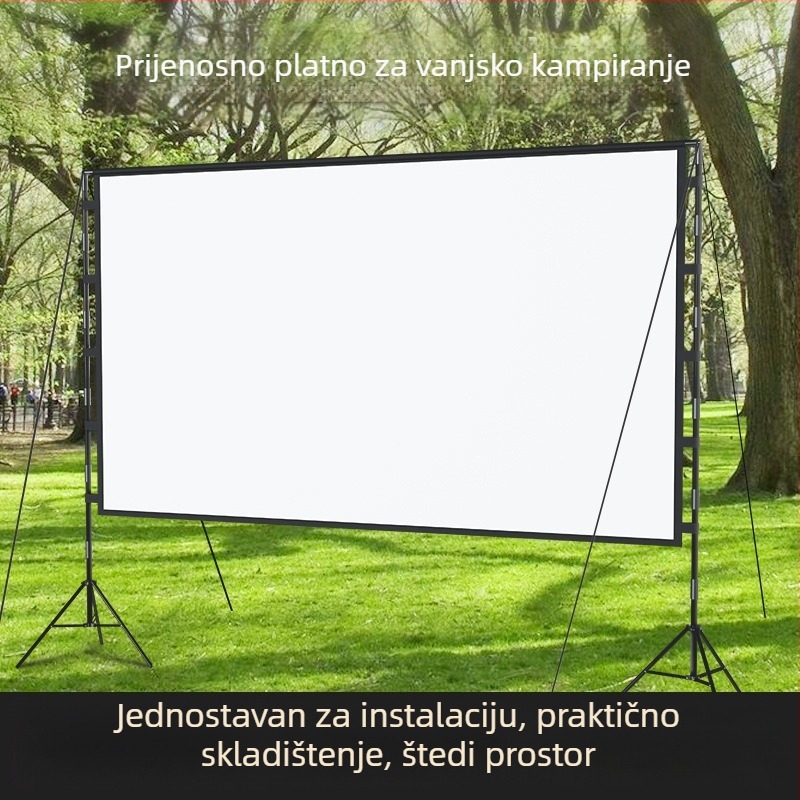 Vanjski projekcijski zaslon s dvostrukim nosačem, 100 inča, prijenosni – za dom i ured