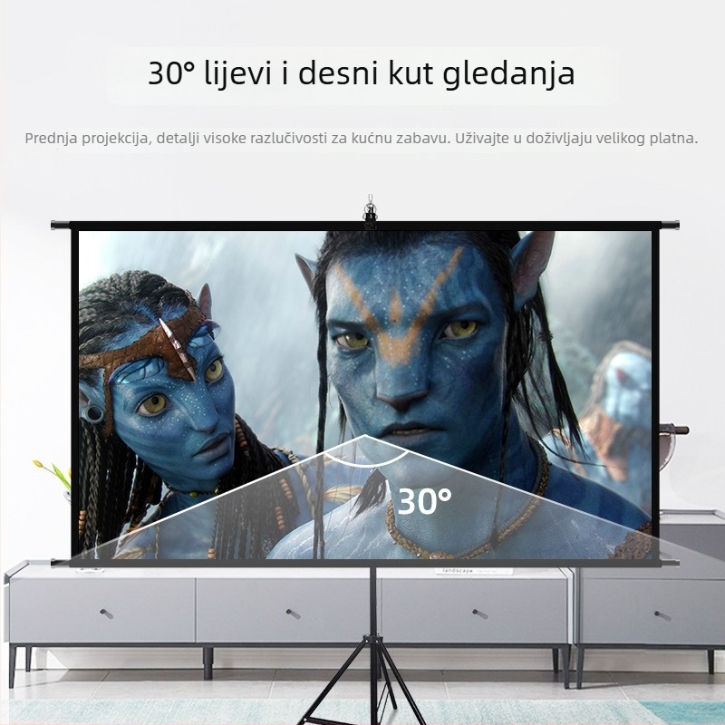 Projektorsko platno s podnim stalkom za kućnu i poslovnu upotrebu, zidni nosač, 60–120 inča