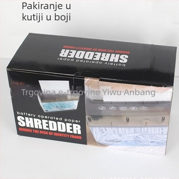 USB dvostruko korišten električni mini stolni rezac papira u trake A4, 5 mm trake, 9V, 10.8W, spremnik 2.6 L, dimenzije 275×118×148 mm, težina 0.9 kg