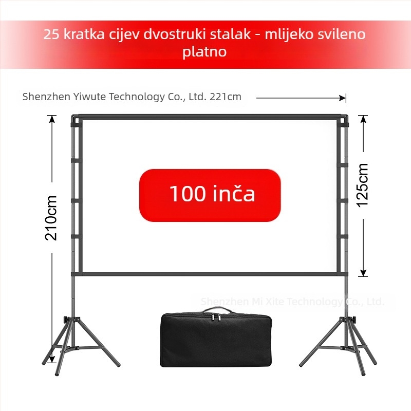 Vanjski projekcijski zaslon s trojnožnim stalkom, 4K, kampiranje, otporan na vjetar