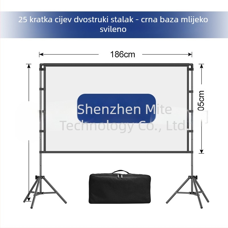 Vanjski projekcijski zaslon s trojnožnim stalkom, 4K, kampiranje, otporan na vjetar