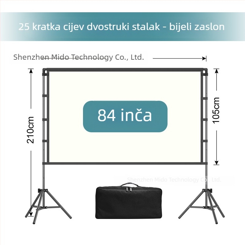 Vanjski projekcijski zaslon s trojnožnim stalkom, 4K, kampiranje, otporan na vjetar