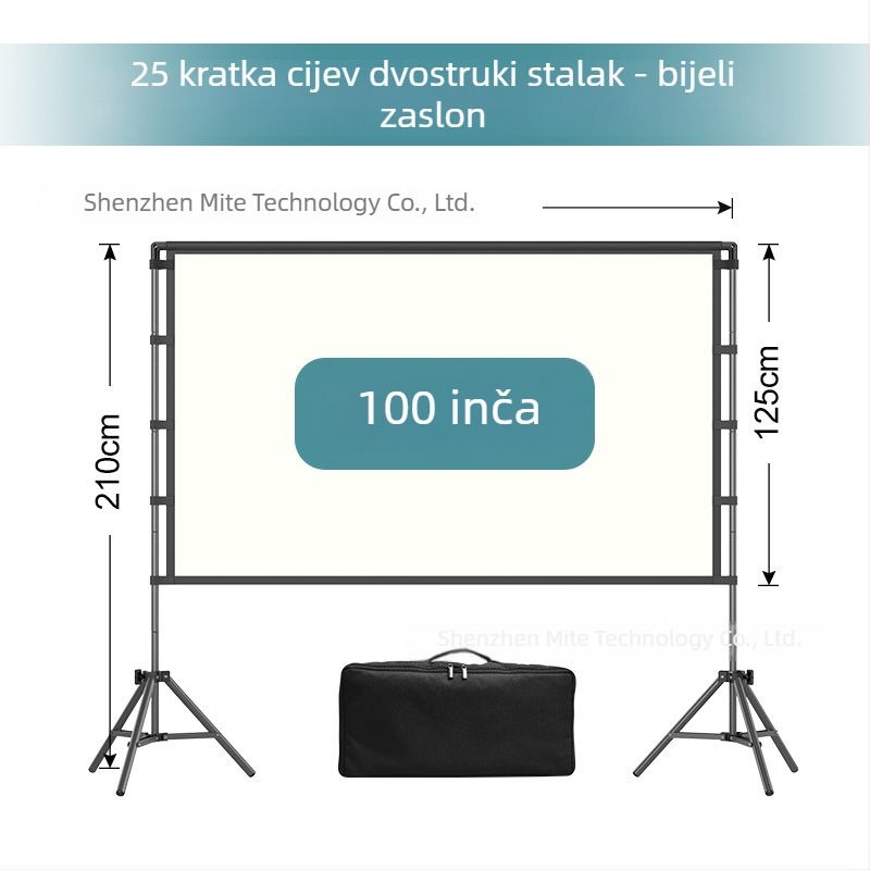 Vanjski projekcijski zaslon s trojnožnim stalkom, 4K, kampiranje, otporan na vjetar
