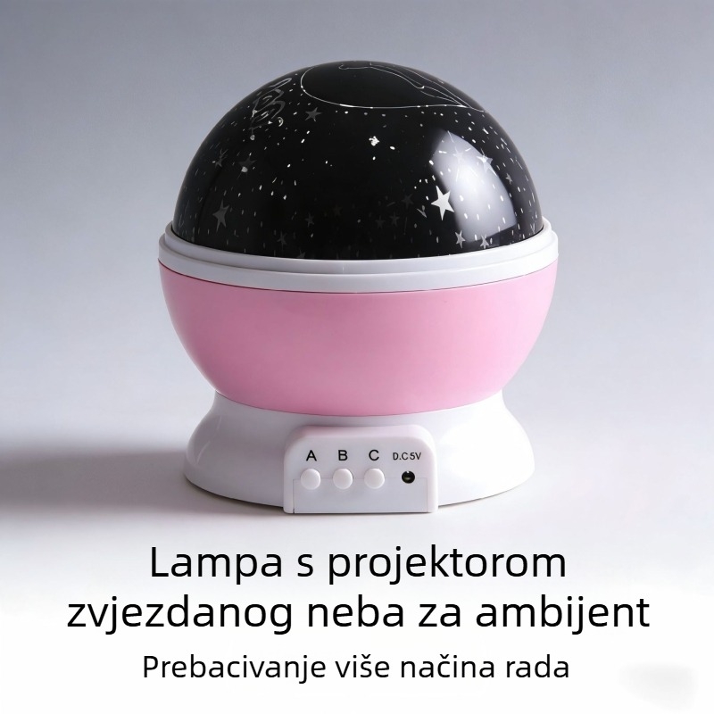 Rotirajući projektor zvjezdanog neba – noćna LED lampica s mjesecom i zvijezdama