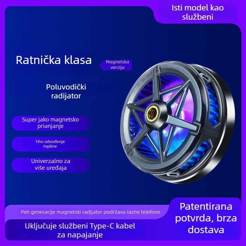 Tiho magnetsko stražnje klip za hlađenje pametnih telefona i tableta, idealno za igranje i prijenos uživo