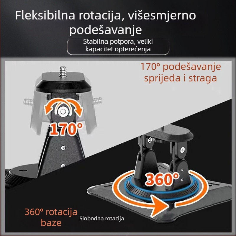 Držač projektora za strop i zid, podesivi kut i 360° rotacija, instalacija uz krevet