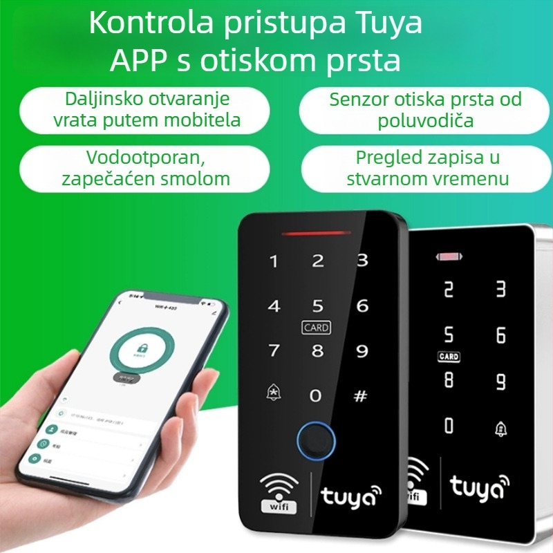 Pametna brava za otključavanje mobitelom, vodootporna na otvorenom, pristup otiskom prsta i lozinkom, elektronički mehanizam za jednokrilna vrata
