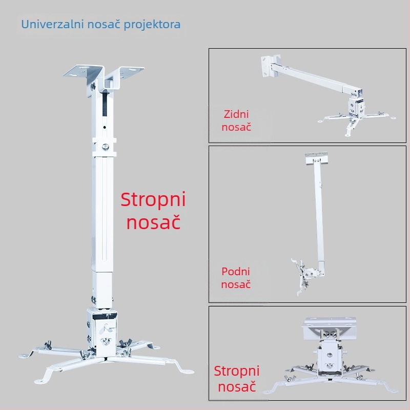 Držač projektora za strop i zid, teleskopski podesiv, 43–65 cm, univerzalni