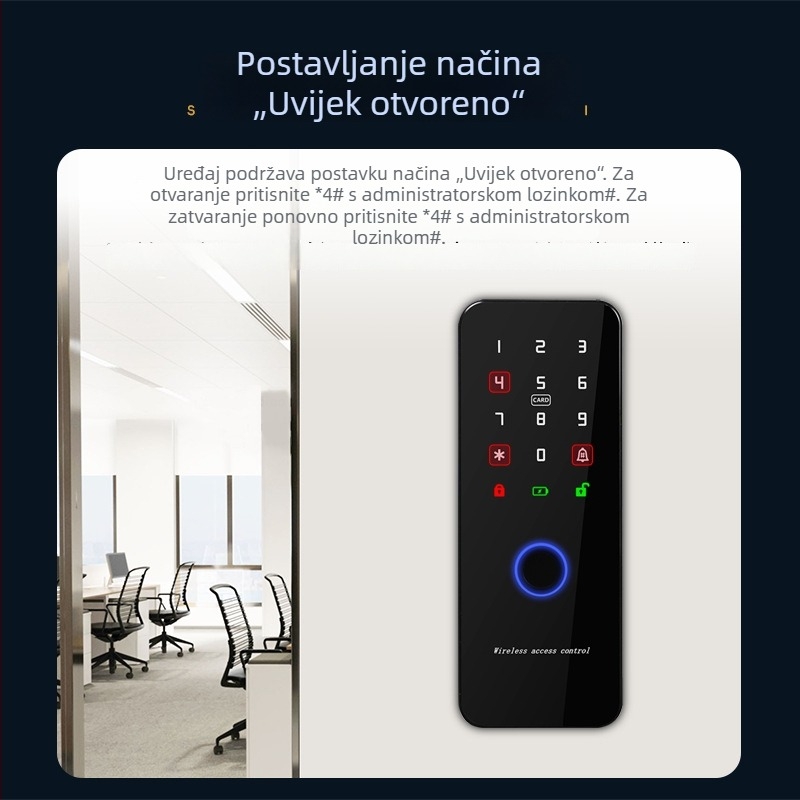 Zhendi biometrijski sustav za pristup s otiskom prsta i čitačem kartica, sve-u-jednom za drvena i metalna vrata, paket s električnim zaključavanjem Zd-W203