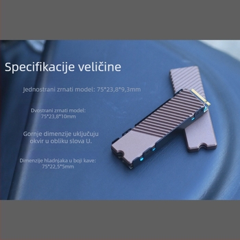 Chladić za SSD M.2 2280 NVMe, aluminijska legura, CNC obrada