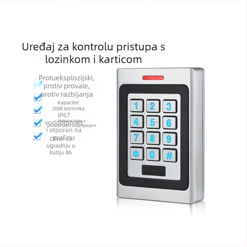 Vanjski metalni sustav kontrole pristupa IP67 s ID kartom i lozinkom, integrirani uređaj za kontrolu pristupa za urede i stambene komplekse