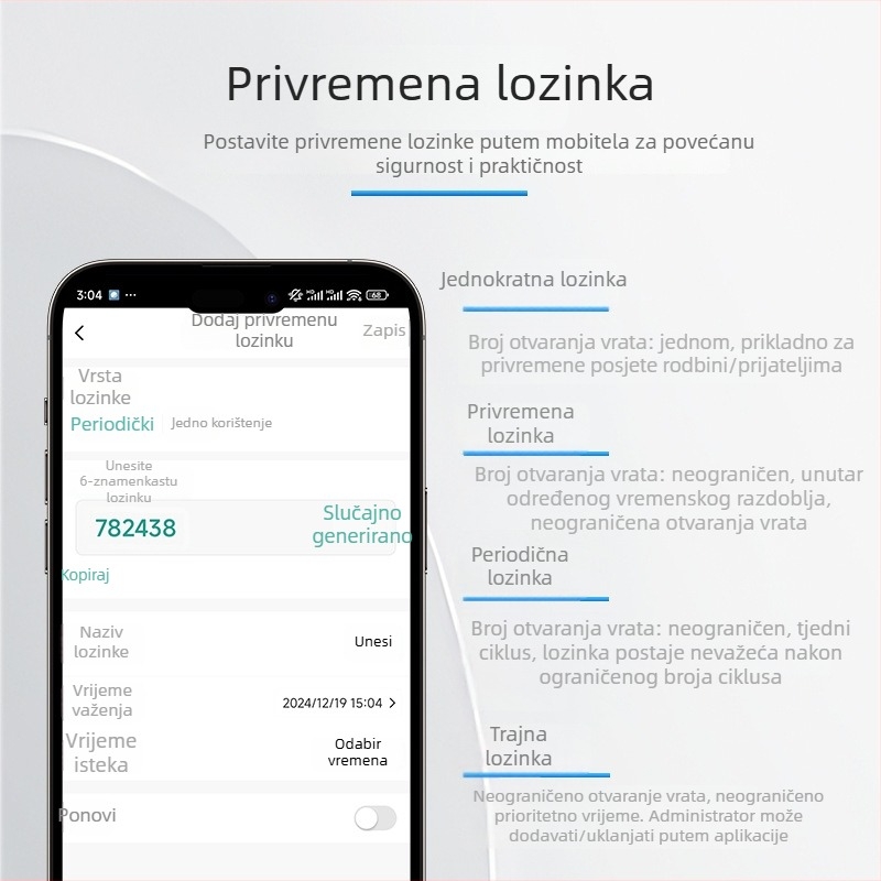 Vodootporan ABS usko kućište, pristup otiskom prsta, kartom i lozinkom — Tuya Smart WiFi sve-u-jednom uređaj