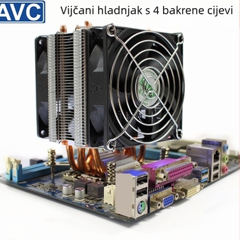 AVC4 Bakreni hladnjak CPU s bakrenim cijevima, tih, kompatibilan s 11511155/1366/2011, univerzalni server CPU ventilator