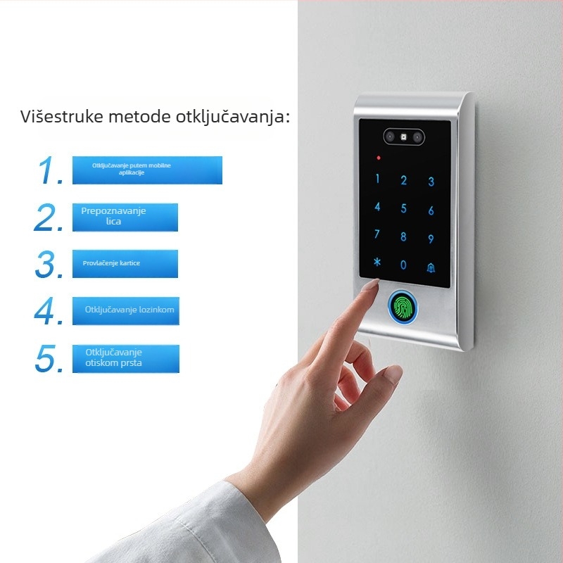 Secukey VF6-WIFI: Graffiti Smart serija od legure cinka — sve-u-jednom sustav kontrole pristupa s čitačem kartice, lozinkom, otiskom prsta i prepoznavanjem lica, vodootporan