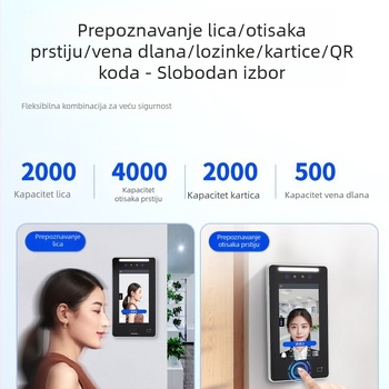 Dongwei XFace70V mrežni 7-inčni sustav za kontrolu pristupa i evidenciju radnog vremena s prepoznavanjem lica – sve-u-jednom uređaju, 4G prepoznavanje lica za vrata od drveta i stakla