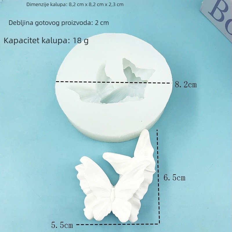 Dvodijelna silikonska forma s motivom leptira za fondan, čokoladu i ukrašavanje torti