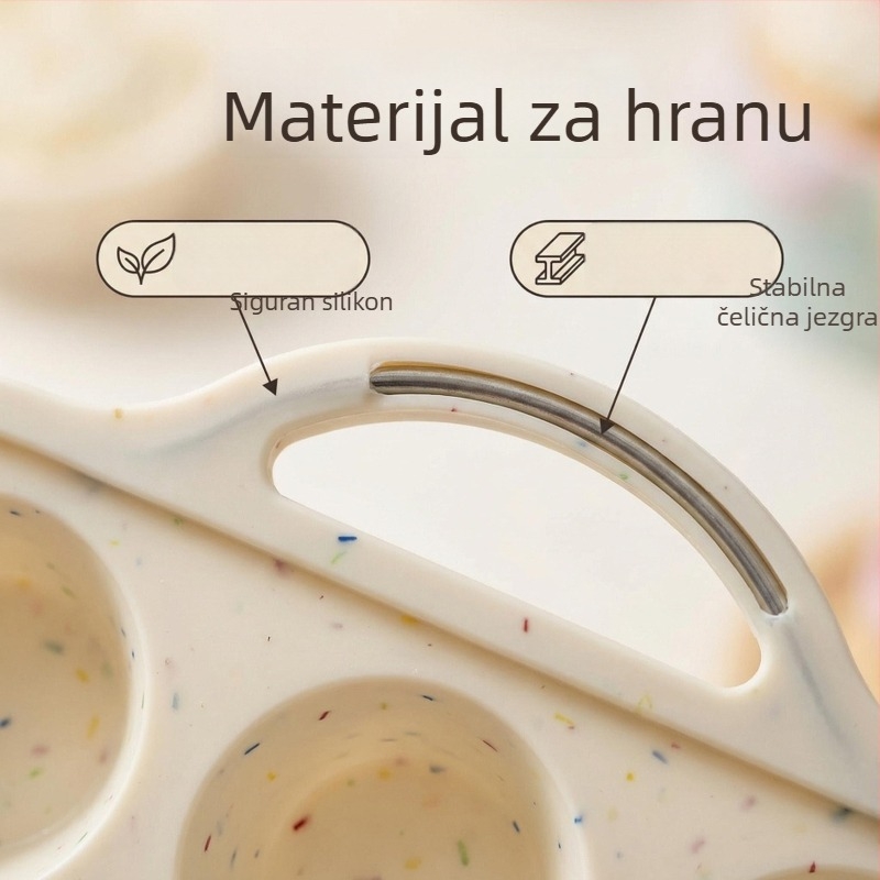Kružna silikonska forma za pečenje, ojačana čeličnim, 24 kalupa za muffine, neprijanjajuća kućna forma za pečenje