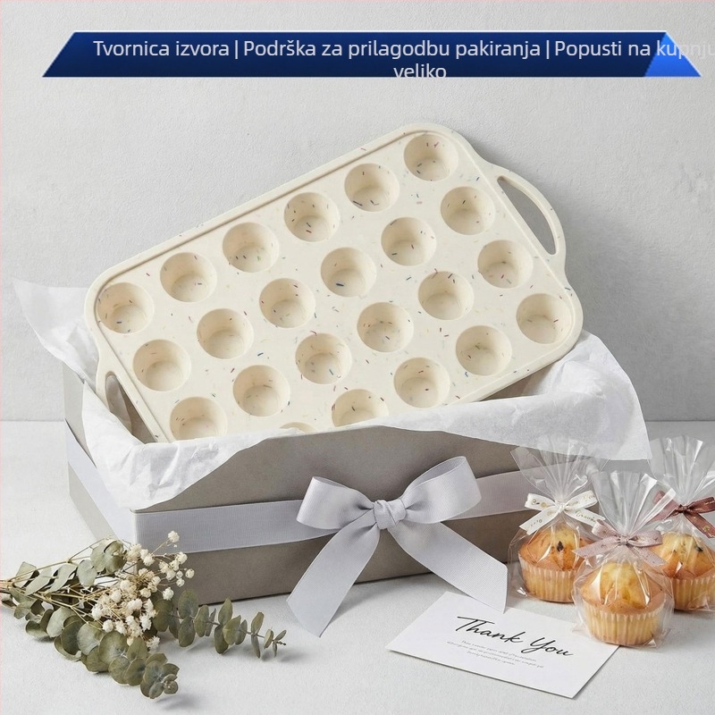 Kružna silikonska forma za pečenje, ojačana čeličnim, 24 kalupa za muffine, neprijanjajuća kućna forma za pečenje