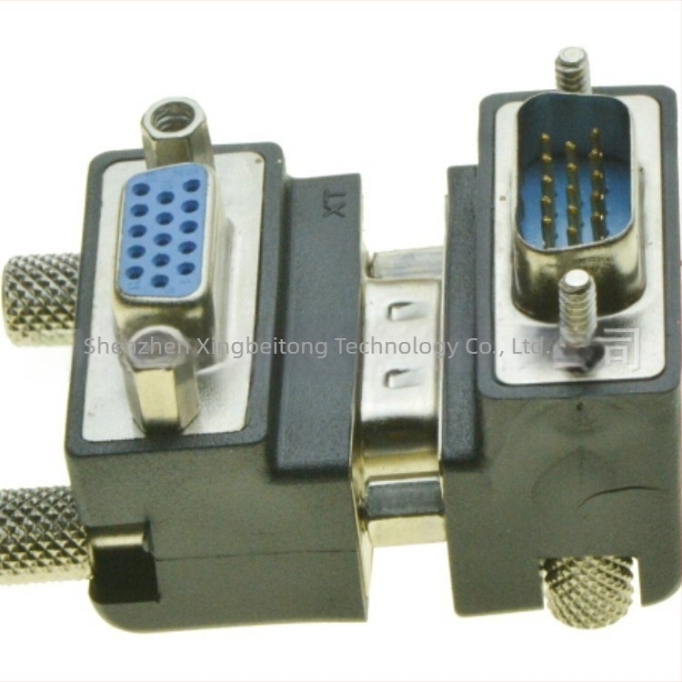 VGA koljeno adapter: muški–ženski, 15-pinski ženski na muški, za projektor/monitor, 90° i 270° savijanje