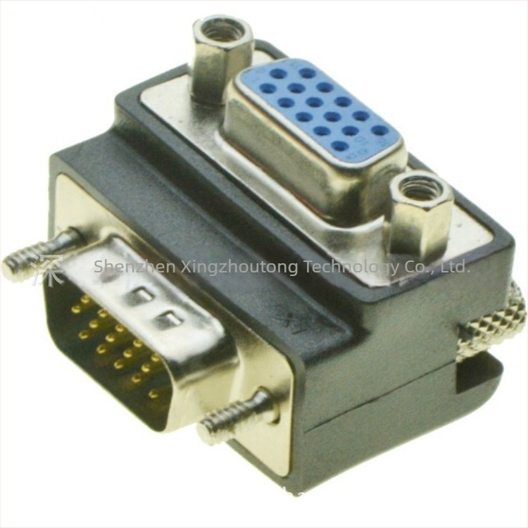 VGA koljeno adapter: muški–ženski, 15-pinski ženski na muški, za projektor/monitor, 90° i 270° savijanje